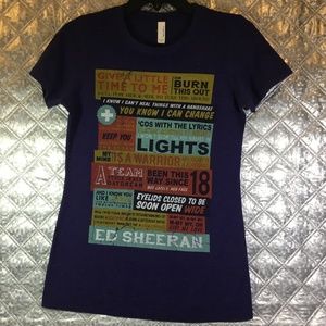 Ed Sheeran Tee Shirt Song Lyrics Blue Small